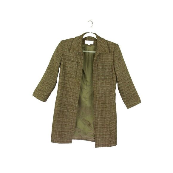 Le Suit Tweed Blazer Brown Lined Trench Coat Cotton Womens Size 4P 4 Petite - Picture 1 of 9